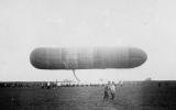 The first airship Imperial Russia "Training" (built in Russia in 1908).
The volume of the shell of 2,000 cu. m, length 40 m, diameter 6.6 m, max. speed of 21 km/h.
Translated by «Yandex.Translator»