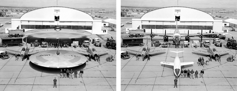 Comparación de las fotos oficiales de la NASA con los aviones con forma de disco de la fuerza aérea de los EE.