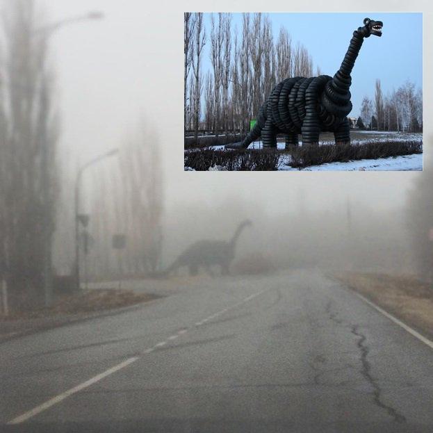 Sculpture made of tyres near Lipetsk airport.
Translated by «Yandex.Translator»