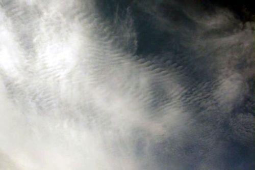 Перисто-кучевые (CirrocumulusCc)

Перисто-кучевые облака представляют собой гряды или пласты, состоящие из очень мелких хлопьев, шариков, завитков (барашков). Часто они напоминают рябь на поверхности воды или песка.

Высота 8-11 км
